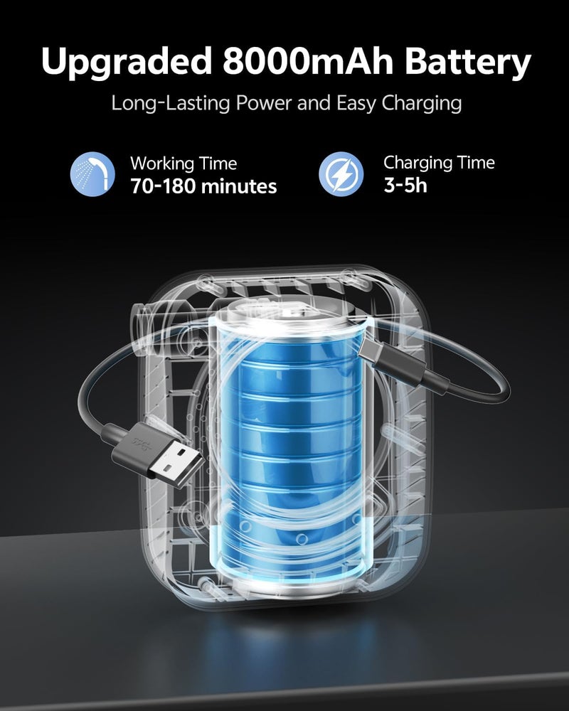BTOG Portable Shower – 8000mAh Rechargeable Camping Shower, 6.0L/min Portable Shower Pump, Outdoor Shower for Camping, Hiking, Traveling, Washing - Image 4